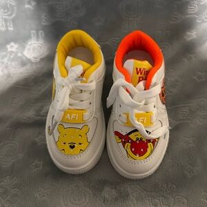 Nike Kids White and Yellow Cartoon Sneakers
